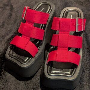 NWOT ASOS Charles & Keith Caged Wedge Sandals Bright Pink Platform Sandals EU:37